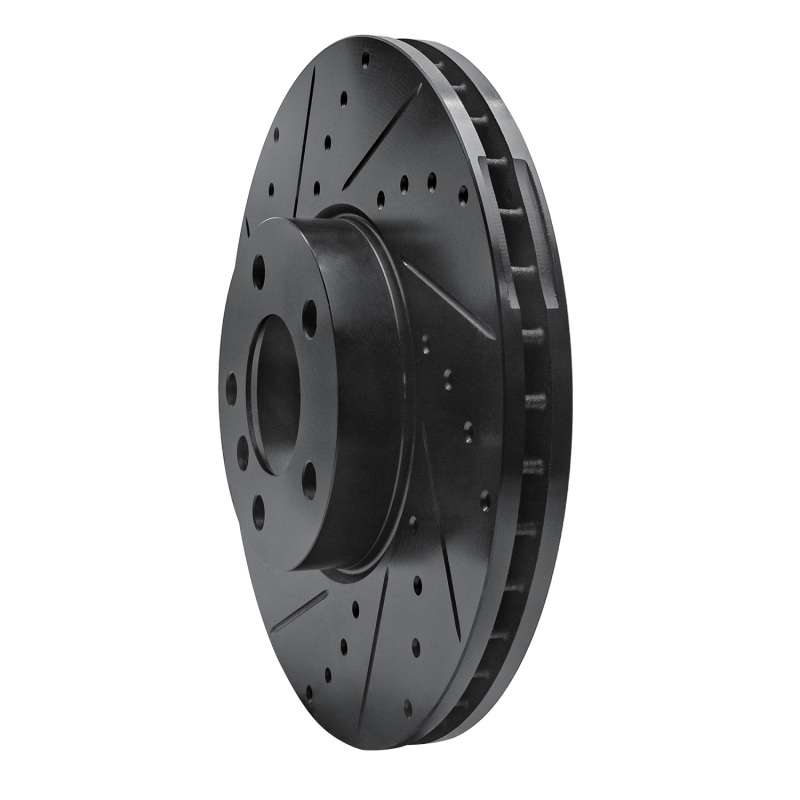 BMW X6 Brake Rotor (1) - Front Left - R1 Concepts - Drilled & Slotted - Black - `07-`19